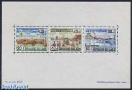 Laos 1967 Flooding Fund S/s, Mint NH, History - Nature - Transport - Various - Water, Dams & Falls - Automobiles - Shi.. - Automobili