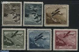 Liechtenstein 1930 Airmail Definitives 6v, Mint NH, Transport - Aircraft & Aviation - Neufs