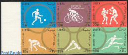 Libya Kingdom 1964 Olympic Games Tokyo 6v Inperforated [++], Mint NH, Sport - Athletics - Boxing - Cycling - Football .. - Athlétisme