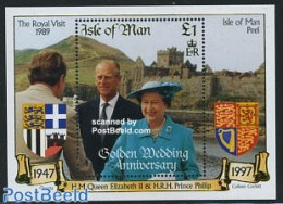 Isle Of Man 1997 Golden Wedding S/s, Mint NH, History - Kings & Queens (Royalty) - Familias Reales