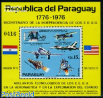 Paraguay 1975 Space & Aviation Development S/s, Mint NH, Transport - Aircraft & Aviation - Space Exploration - Vliegtuigen