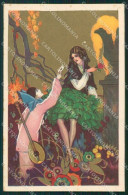 Busi Italian Art Deco Lady And Pierrot Degami Serie 2074 Postcard QT6668 - Other & Unclassified