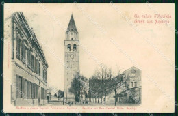 Udine Aquileia Saluto Da Basilica Piazza Capitolo Patriarcale Cartolina RB5638 - Udine