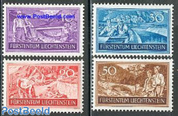 Liechtenstein 1937 Labour 4v, Mint NH, Nature - Water, Dams & Falls - Art - Bridges And Tunnels - Ungebraucht