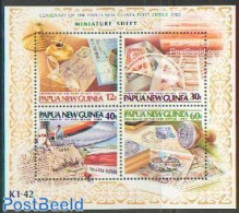 Papua New Guinea 1985 Post Office Centenary S/s, Mint NH, History - Transport - Newspapers & Journalism - Post - Stamp.. - Post