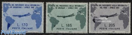 Italy 1961 South American Flight 3v, Mint NH, Transport - Various - Aircraft & Aviation - Maps - Other & Unclassified