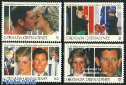 Grenada Grenadines 1991 Charles & Diana 4v, Mint NH, History - Charles & Diana - Kings & Queens (Royalty) - Case Reali