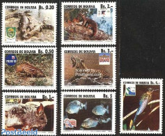 Bolivia 1992 Endangered Animals 7v, Mint NH, Nature - Animals (others & Mixed) - Birds - Cat Family - Crocodiles - Env.. - Protección Del Medio Ambiente Y Del Clima