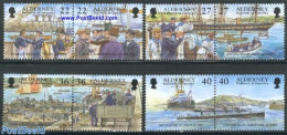 Alderney 2001 Garrison Island 4x2v [:], Mint NH, History - Transport - Militarism - Railways - Ships And Boats - Militaria