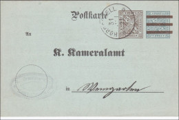 Württemberg: Ganzsache Zogenweiler Weingarten 1911, Meldung Branntweinerzeugung - Lettres & Documents