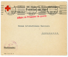 ALLEMAGNE ENV 1915 FRANKFURT (MAIN) LETTRE FRANCHISE => SUISSE   PRISONNIER DE GUERRE - WW I