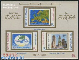 Romania 1981 KSZE S/s, Mint NH, History - Transport - Various - Europa Hang-on Issues - Aircraft & Aviation - Maps - Nuovi