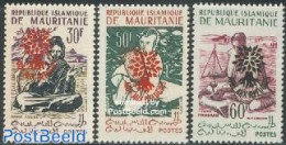 Mauritania 1962 Refugees 3v Overprints (26 Leaves) 3v, Mint NH, History - Transport - Refugees - Ships And Boats - Vluchtelingen