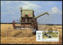 Mk UN Vienna (UNO) Maximum Card 1984 MiNr 40 | World Food Day. Combine Harvesters #max-0040 - Maximumkaarten