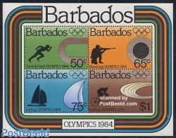 Barbados 1984 Olympic Games S/s, Mint NH, Sport - Cycling - Olympic Games - Sailing - Shooting Sports - Cycling