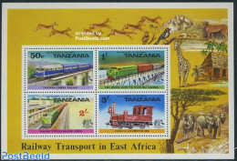 Tanzania 1976 Railways S/s, Mint NH, Transport - Railways - Art - Bridges And Tunnels - Trains