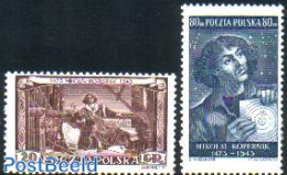 Poland 1953 Copernicus 2v, Mint NH, Science - Astronomy - Unused Stamps