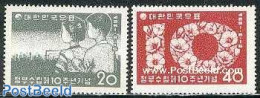 Korea, South 1958 10 Years Republic 2v, Mint NH, Nature - Flowers & Plants - Corea Del Sur