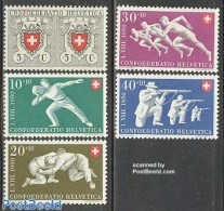 Switzerland 1950 Pro Patria 5v, Mint NH, Sport - Athletics - Shooting Sports - Sport (other And Mixed) - Stamps On Sta.. - Unused Stamps