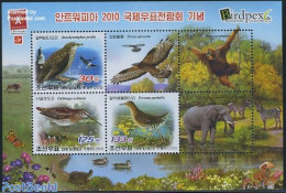 Korea, North 2010 Birdpex S/s, Mint NH, Nature - Various - Animals (others & Mixed) - Birds - Birds Of Prey - Elephant.. - Lighthouses