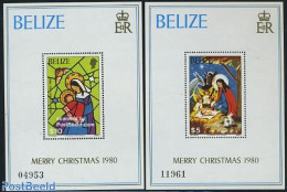 Belize/British Honduras 1980 Christmas 2 S/s, Mint NH, Religion - Christmas - Art - Stained Glass And Windows - Noël