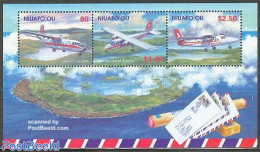 Niuafo'ou 2002 Postal Planes S/s, Mint NH, Transport - Post - Stamps On Stamps - Aircraft & Aviation - Post