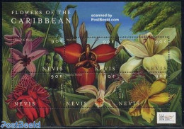 Nevis 2000 Stamp Show, Flowers 6v M/s (6x90c), Mint NH, Nature - Flowers & Plants - St.Kitts En Nevis ( 1983-...)