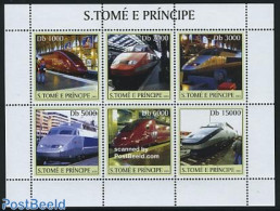 Sao Tome/Principe 2003 Thalys Trains 6v M/s, Mint NH, Transport - Railways - Treni