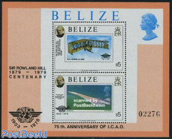 Belize/British Honduras 1979 I.C.A.O. S/s, Mint NH, Transport - Sir Rowland Hill - Stamps On Stamps - Aircraft & Aviat.. - Rowland Hill