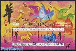 Christmas Islands 2003 Year Of The Goat S/s, Mint NH, Nature - Various - Cattle - New Year - New Year