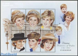 Central Africa 1997 Death Of Diana 6v M/s, Overprints, Mint NH, History - Charles & Diana - Kings & Queens (Royalty) - Case Reali