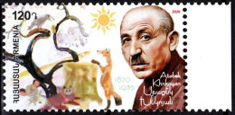 ARMENIA 2020-14 ART Literature. Khnkoyan - 150, Writer. Cat Bird Fox, MNH - Writers