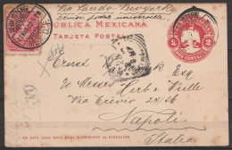 Mexique - EP 2 Centavos + 2 Centavos Càpt "SERV.INTERNL. /11 MAR 1900/ MEX.D.F" Pour NAPOLI Via Laredo Et New York - México