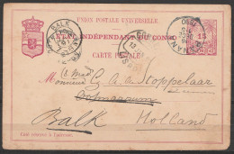 Etat Indépendant Du Congo - EP 15c Rouge Càd BANANA /16 DEC 1890 Pour OOTMARSUM Holland Réexépdiée à BALK - Càd Transit  - Enteros Postales
