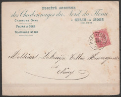 L. Entête "Charbonnages Du Nord Du Flénu" De Ghlin Affr. N°58 Càd MONS (STATION)/26 Mars 1900 Pour NIMY (au Dos: Arrivée - 1893-1900 Thin Beard