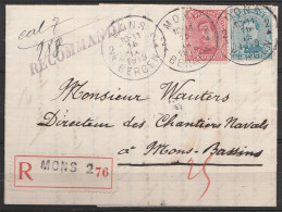 L. Recommandée Affr. N°138+141 Càd "MONS 2/15 IX 1919/BERGEN" Pour Chantiers Navals à MONS-Bassins - 1915-1920 Albert I