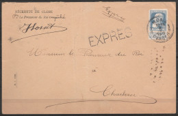 L. Express Affr. N°76 (abîmé) (tarif Préférentiel) Càd "MONS 1B/2 V 1911/ BERGEN" Pour CHARLEROI (au Dos: Càd Ogtogon. C - 1905 Barba Grossa