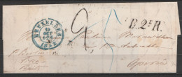 L. Càd BRUXELLES /19 OCT 1852 ? Pour L'Allemagne - Griffe "B.2e R." (au Dos: Càd "AUS BELGIEN / PER AACHEN" + Càd Ambula - 1830-1849 (Belgica Independiente)