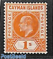 Cayman Islands 1901 1sh, WM Crown-CA, Stamp Out Of Set, Mint NH - Kaimaninseln
