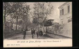 Cartolina Diano Marina, Via Vittorio Emanuele II.  - Autres & Non Classés