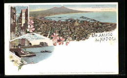 Lithographie Napoli, Panorama Preso Da San Martino, Vicolo Del Pallonetto A Santa Lucia  - Napoli (Naples)