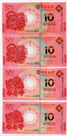 Macau 10 Patacas Rabbit And Tiger Bank Of China Banco Ultramarino 2022 And 2023 4 UNC Zodiac - Macau