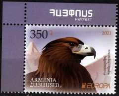 ARMENIA 2021-08 EUROPA: FAUNA Bird. National Endangered Wildlife. Golden Eagle. HayPost CORNER, MNH - 2021