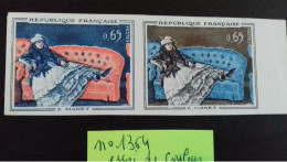 FRANCE N° 1364 **   - ESSAI  DE COULEUR-  (lot De 2 )  NON DENTELE - Farbtests 1945-…