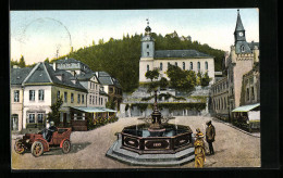 AK Bad Leutenberg /Th., Marktplatz Mit Kirche Und Hotel Schwarzburgerhof  - Leutenberg