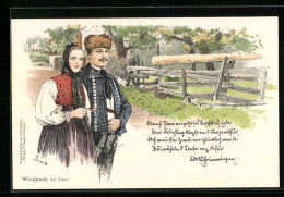 Lithographie Würzbach Bei Calw, Paar In Schwarzwälder Tracht  - Costumes