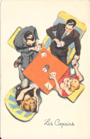Illustration Non Signée: Les Copains, Double Jeu Entre Couples - La Partie De Cartes - Carte Photochrom N° 398 - Hedendaags (vanaf 1950)