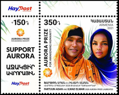 ARMENIA 2021-29 Aurora Prize. Famous People. Human Rights. HayPost CORNER, MNH - Mujeres Famosas