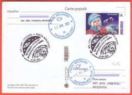 2021 2001 Moldova Moldavie Moldau Special Cancellation: "Yuri Gagarin - 60 Years Of Space Flight". Cosmonaut, - Moldavia