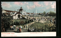 AK Düsseldorf, Industrie- U. Gewerbe-Ausstellung, Hauptindustriehalle Mit Fontaine  - Exhibitions